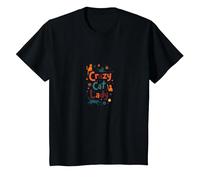 Crazy Cat Lady: Regalo caprichoso para Amantes felinos Camiseta, Niños, Negro, 6 años
