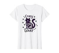 Crazy Cat Lover: Regalo Divertido para entusiastas felinos Camiseta, Mujer, Blanco, M