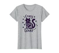 Crazy Cat Lover: Regalo Divertido para entusiastas felinos Camiseta, Mujer, Gris Jaspeado, 3XL