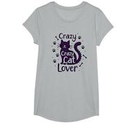 Crazy Cat Lover: Regalo Divertido para entusiastas felinos Camiseta, Niñas, Gris Jaspeado, Pequeña