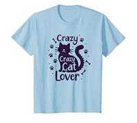 Crazy Cat Lover: Regalo Divertido para entusiastas felinos Camiseta, Niños, Azul Bebé, 10 años