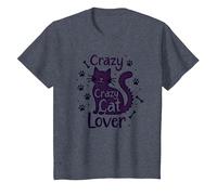 Crazy Cat Lover: Regalo Divertido para entusiastas felinos Camiseta, Niños, Azul Jaspeado, 6 años