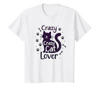 Crazy Cat Lover: Regalo Divertido para entusiastas felinos Camiseta, Niños, Blanco, 2 años