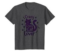 Crazy Cat Lover: Regalo Divertido para entusiastas felinos Camiseta, Niños, Jaspeado Oscuro, 4 años