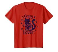 Crazy Cat Lover: Regalo Divertido para entusiastas felinos Camiseta, Niños, Rojo, 12 años