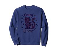 Crazy Cat Lover: Regalo Divertido para entusiastas felinos Sudadera, Unisex para Adultos, Azul Marino, XL