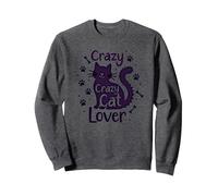 Crazy Cat Lover: Regalo Divertido para entusiastas felinos Sudadera, Unisex para Adultos, Jaspeado Oscuro, XL