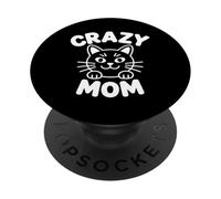 Crazy Cat Mom PopSockets PopGrip Adhesivo