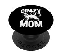 Crazy Cat Mom PopSockets PopGrip Adhesivo