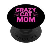 Crazy Cat Mom PopSockets PopGrip Adhesivo