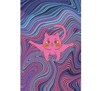 CRAZY CAT notebook with 100 cotton candy pink and blue college ruled paper.