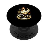 Crazy Chicken Lady Cool Chicken Gafas de Sol Retro PopSockets PopGrip Adhesivo
