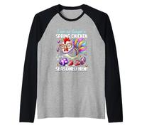 Crazy Chicken Lady No es una gallina sazonada de Pascua con Pollo de Primavera Camiseta Manga Raglan