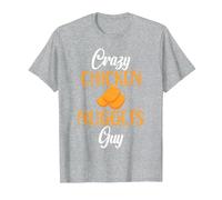 Crazy Chicken Nuggets Guy Nuggets de Pollo Camiseta, Hombre, Gris Jaspeado, 4XL