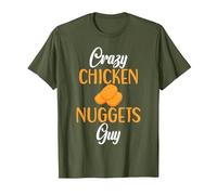Crazy Chicken Nuggets Guy Nuggets de Pollo Camiseta, Hombre, Verde Oliva, L