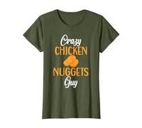 Crazy Chicken Nuggets Guy Nuggets de Pollo Camiseta, Mujer, Verde Oliva, XS