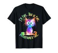 Crazy Coffee Lover Cat, está bien, estoy bien, todo está Camiseta