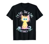 Crazy Coffee Lover Cat, está bien, estoy bien, todo está Camiseta