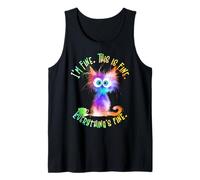 Crazy Coffee Lover Cat, está bien, estoy bien, todo está Camiseta sin Mangas