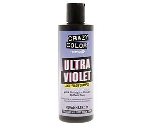 CRAZY COLOR SHAMPOO ULTRAVIOLET NO YELLOW 250ML | Fórmula vegana nutritiva de aceite y acondicionador azul pastel altamente pigmentado, sin lejía ni amoníaco
