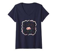 Crazy Comfy Freak in The Sheets Humor Acogedor a la Hora de acostarse Camiseta Cuello V, Mujer, Azul Marino, XL