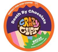 Crazy Cups 80 cápsulas de café con sabor a muerte descafeinada por chocolate de una sola porción, café tostado medio caliente o helado para máquinas Keurig K Cup