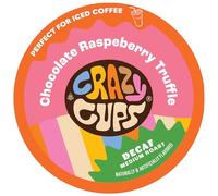 Crazy Cups Café saborizado para máquinas Keurig K-Cup, trufa de chocolate descafeinado y frambuesa, bebidas calientes o heladas, 80 cápsulas individuales reciclables