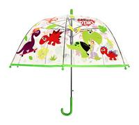 Crazy Dino - Paraguas transparente, 8 paneles de PVC con forma de campana Brolly de 40 pulgadas, paraguas de cúpula de arco de apertura automática para niños y niñas de 3 a 7 años, multicolor, Large