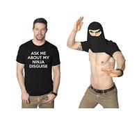 Crazy Dog - Camiseta Divertida para Hombre con Texto en inglés Ask Me About My Ninja Disguise, Negro, XX-Large