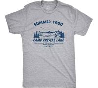 Crazy Dog Men's T Shirt Camp Crystal Lake 1980 Spooky Halloween Graphic Novelty Tees Black XL