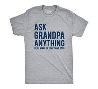Crazy Dog Tshirts - Mens Ask Grandpa Anything He'll Make Up Something Good Tshirt Funny Fathers Day tee (Light Heather Grey) - L - Camiseta Divertidas