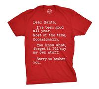 Crazy Dog Tshirts - Mens Dear Santa Ill Buy My Own Stuff T Shirt Funny Sarcastic tee (Red) - XXL - Camiseta Divertidas