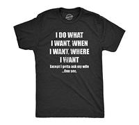 Crazy Dog Tshirts - Mens Do What I Want Gotta Ask My Wife T Shirt Funny Sarcastic Marriage Graphic Novelty tee For Guys (Heather Black) - XXL - Camiseta Divertidas
