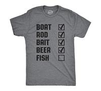 Crazy Dog Tshirts - Mens Fishing List Tshirt Funny Novelty Summer Fathers Day Fisherman tee (Dark Heather Grey) - XXL - Camiseta Divertidas