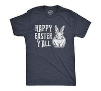 Crazy Dog Tshirts - Mens Happy Easter Yall T Shirt Funny Bunny Saying Egg Hunt Basket Gift for Him (Heather Navy) - L - Camiseta Divertidas