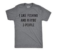 Crazy Dog Tshirts - Mens I Like Fishing and Maybe 3 People T Shirt Funny Hunting Graphic Gift Dad (Dark Heather Grey) - L - Camiseta Divertidas