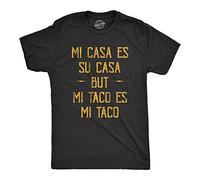 Crazy Dog Tshirts - Mens Mi Tacos Es Mi Tacos Tshirt Funny Sarcastic Mexican Food Graphic Novelty tee For Guys (Heather Black) - S - Camiseta Divertidas
