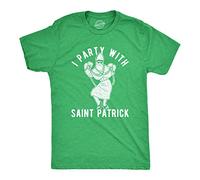 Crazy Dog Tshirts - Mens Party with Saint Patrick T Shirt Funny St Paddys Day Parade Drinking Graphic Novelty tee For Guys (Heather Green) - XL - Camiseta Divertidas
