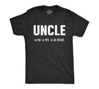 Crazy Dog Tshirts - Mens Uncle The Man The Myth The Bad Influence T Shirt Funny Sarcastic Family tee (Heather Black) - S - Camiseta Divertidas