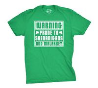 Crazy Dog Tshirts - Mens Warning Prone To Shenanigans and Malarkey Tshirt Saint Patricks Day tee (Green) - 5XL - Camiseta Divertidas