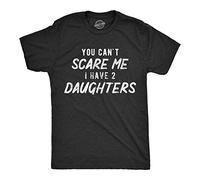 Crazy Dog Tshirts - Mens You Can't Scare Me I Have Two Daughters Tshirt Funny Parenting Fathers Day tee (Heather Black) - L - Camiseta Divertidas
