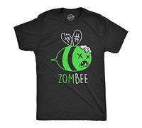 Crazy Dog Tshirts - Mens Zombee Tshirt Funny Zombie Halloween Bumble Bee Novelty Graphic tee (Heather Black) - L - Camiseta Divertidas