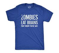 Crazy Dog Tshirts - Mens Zombies Eat Brains So You'Re Safe Funny T Shirt Sarcastic Humor Halloween (Heather Royal) - XL - Camiseta Divertidas