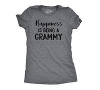 Crazy Dog Tshirts - Womens Happiness Is Being a Grammy Funny T Shirt Gift Grandmother For Grandma (Dark Heather Grey) - 3XL - Camiseta para Mujer