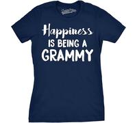 Crazy Dog Tshirts - Womens Happiness Is Being a Grammy Funny T Shirt Gift Grandmother For Grandma (Navy) - XL - Camiseta para Mujer