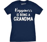 Crazy Dog Tshirts - Womens Happiness Is Being a Grandma T Shirt Funny Cute Nana Grandmother Gift (Navy) - L - Camiseta para Mujer