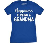 Crazy Dog Tshirts - Womens Happiness Is Being a Grandma T Shirt Funny Cute Nana Grandmother Gift (Royal) - L - Camiseta para Mujer