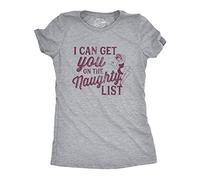 Crazy Dog Tshirts - Womens I Can Get You On The Naughty List Tshirt Funny Santa Christmas Graphic tee (Light Heather Grey) - XL - Camiseta para Mujer