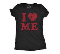 Crazy Dog Tshirts - Womens I Love Me Tshirt Funny Self Love Valentine's Day Single tee (Heather Black) - L - Camiseta para Mujer