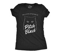 Crazy Dog Tshirts - Womens I'm A Cute Little Ray of Pitch Black Tshirt Funny Pet Cat Kitty Halloween Graphic Novelty tee (Heather Black) - L - Camiseta para Mujer